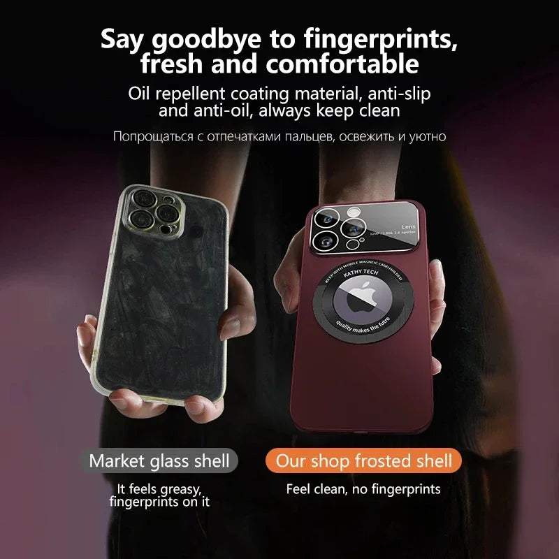 For Magsafe Matte Magnetic Wireless Charge Case for Iphone 15 14 13 12 11 Pro Max plus Camera Lens Protective Shockproof Cover