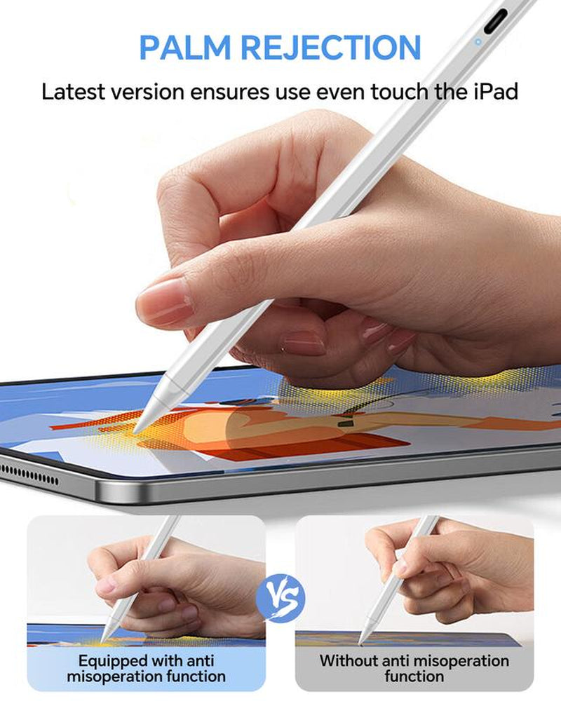 Stylus Pen for Ipad,Faster Charge, Tilt Sensitivity Palm Rejection Active Touch Screen Pencil Compatible with Ipad for 6/7/8/9/10, Pro 11/12.9/13/M4, Air 3/4/5/6/M2, Mini 5/6/7Th(2018-2024)