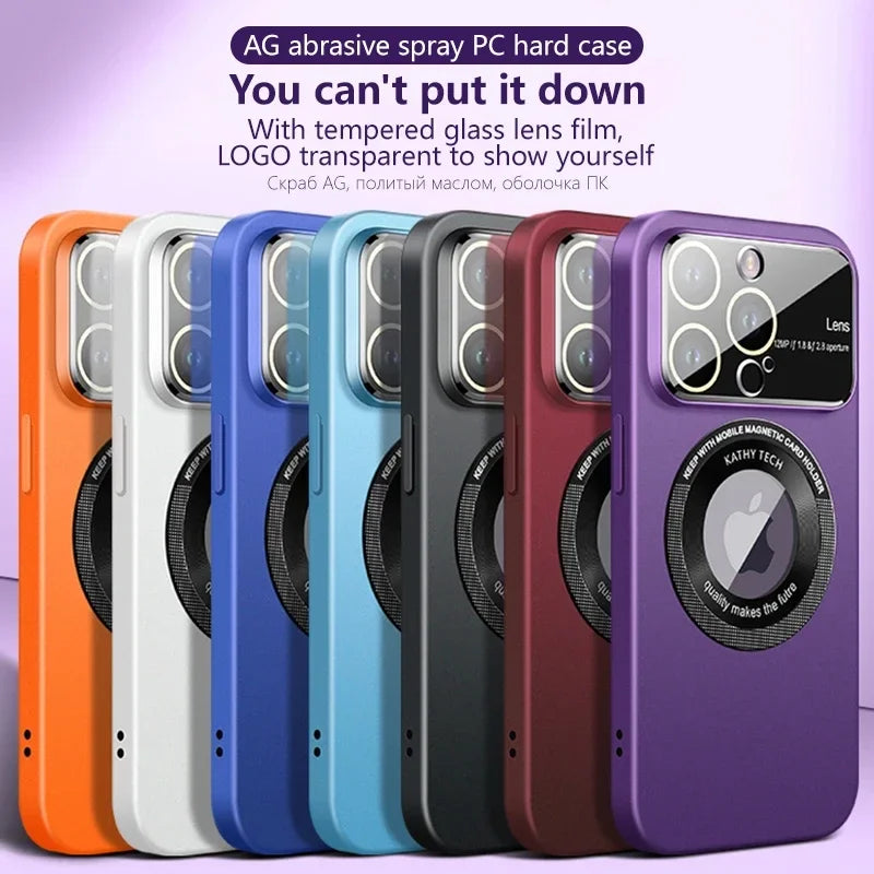 For Magsafe Matte Magnetic Wireless Charge Case for Iphone 15 14 13 12 11 Pro Max plus Camera Lens Protective Shockproof Cover